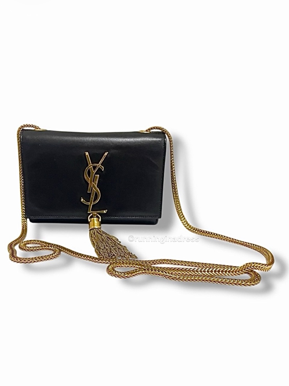 Saint Laurent Kate Tassel Bag Small Black Leather Crossbody YSL Gold Chain Purse